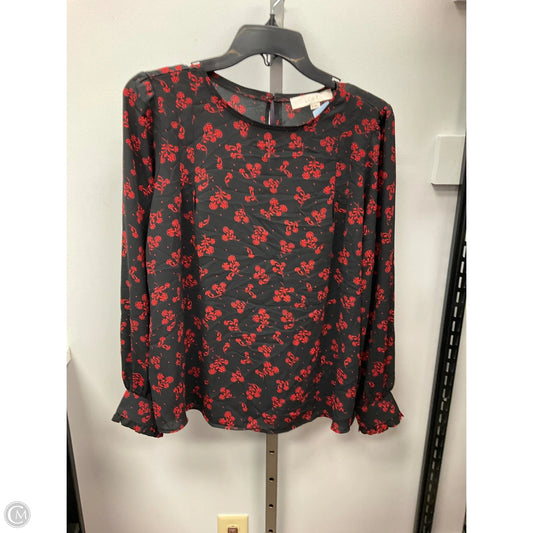 Top Long Sleeve By Loft In Black & Red, Size: M