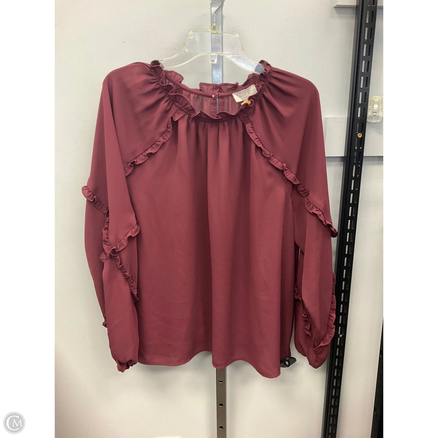 Top Long Sleeve By Loft In Maroon, Size: Xl
