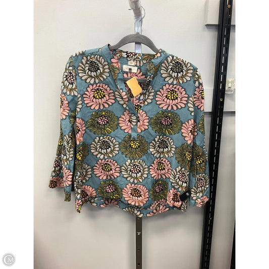 Top 3/4 Sleeve By Loft In Floral Print, Size: S