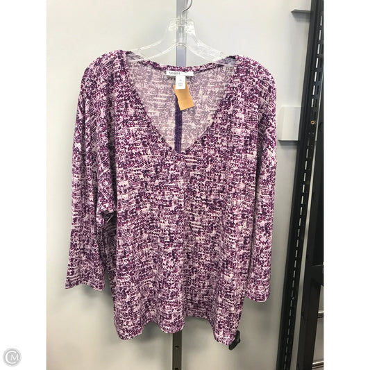 Top Long Sleeve By White House Black Market In Purple & White, Size: Xl