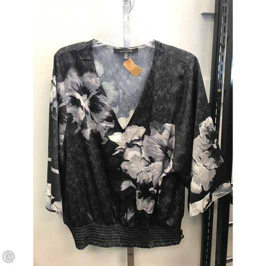 Top 3/4 Sleeve By White House Black Market In Black & Grey, Size: Xl