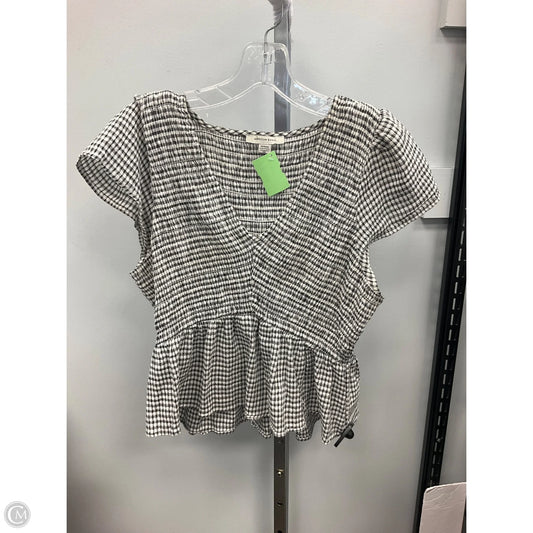 Top Short Sleeve By American Eagle In Checkered Pattern, Size: M