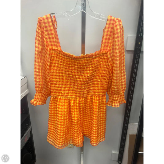 Top 3/4 Sleeve By Day + Moon In Orange & Red, Size: L