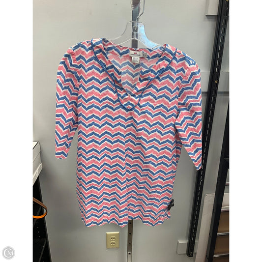 Top 3/4 Sleeve By Vineyard Vines In Blue & Pink, Size: L