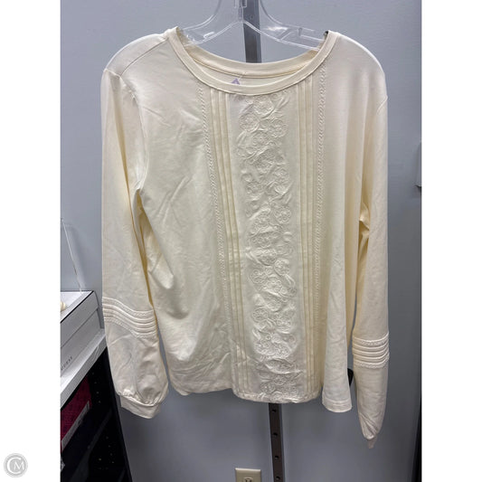 Top Long Sleeve By Lands End In Cream, Size: L