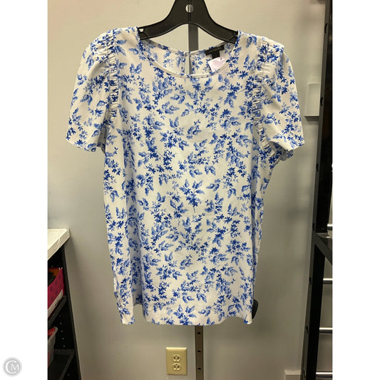 Top Short Sleeve By Ann Taylor In Blue & White, Size: S