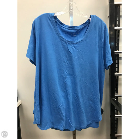 Top Short Sleeve Basic By Ava & Viv In Blue, Size: 1x