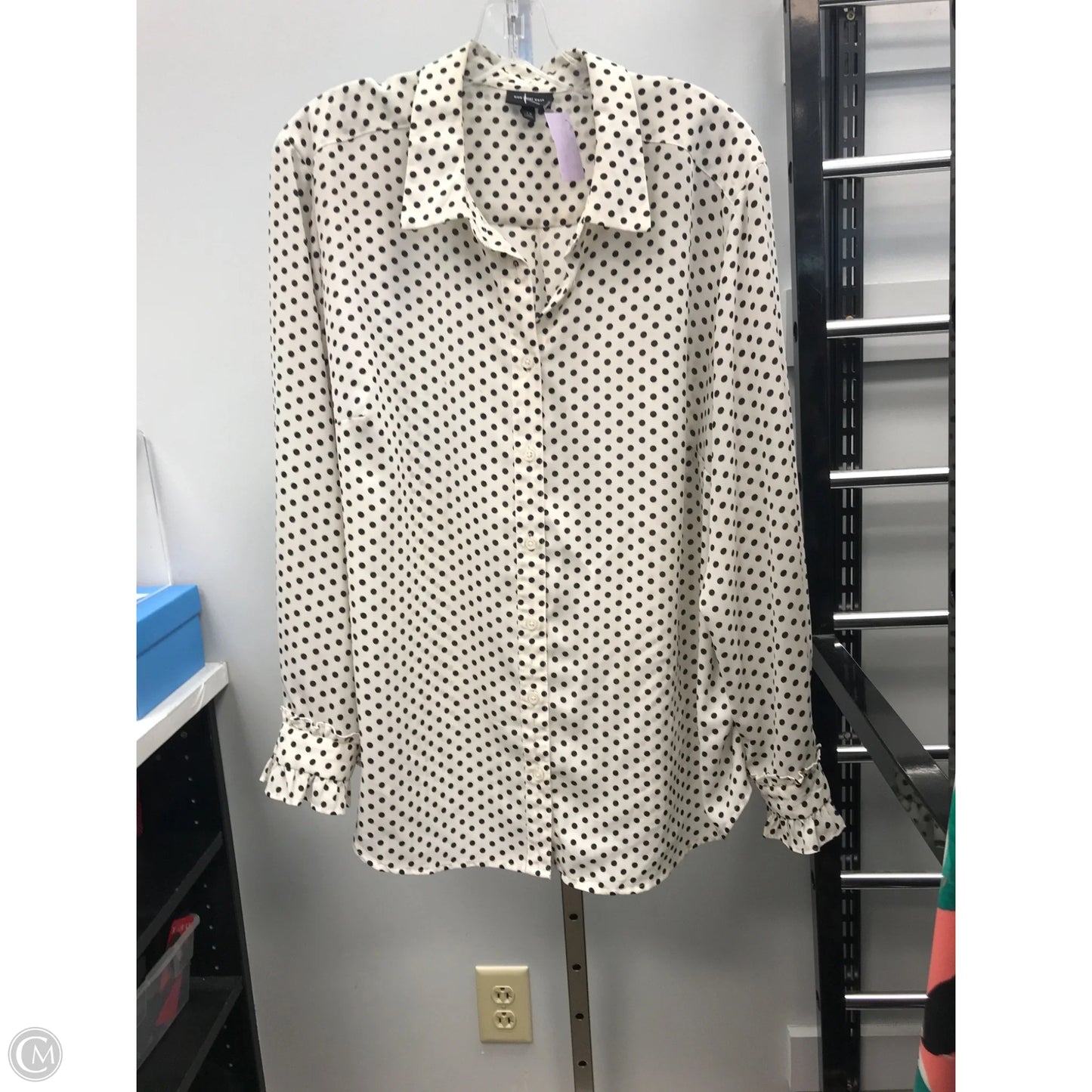 Top Long Sleeve Basic By Who What Wear In Polkadot Pattern, Size: 1x