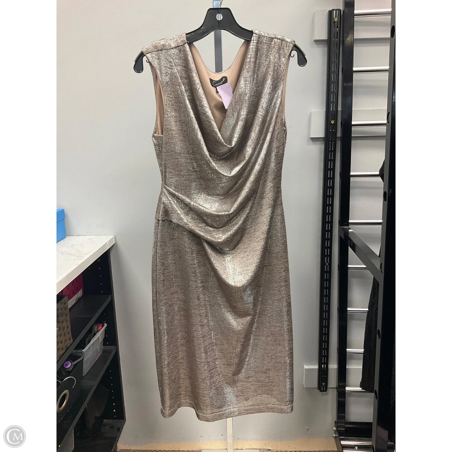 Dress Casual Midi By Connected Apparel In Silver, Size: 12