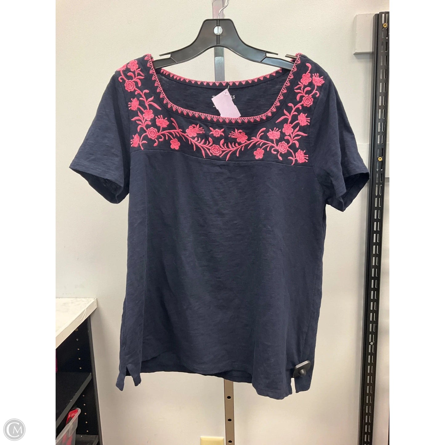 Top Short Sleeve By Talbots In Blue & Pink, Size: L