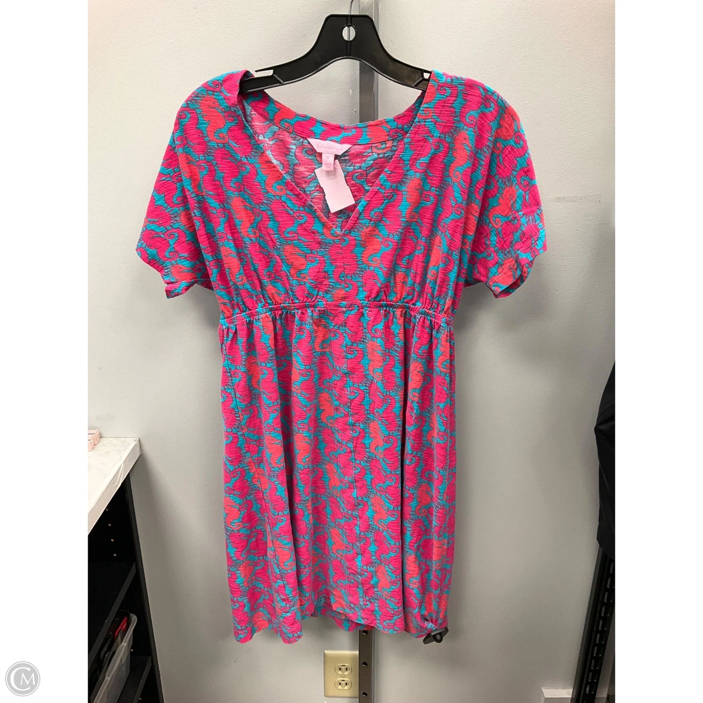 Swimwear Cover-up Designer By Lilly Pulitzer In Blue & Pink, Size: M