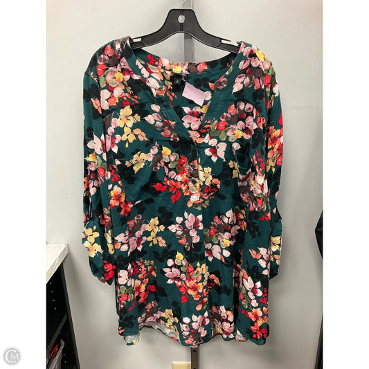 Top 3/4 Sleeve By Torrid In Green & Pink, Size: 4x