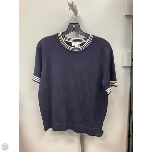 Sweater Short Sleeve By Free Assembly In Blue & White, Size: L