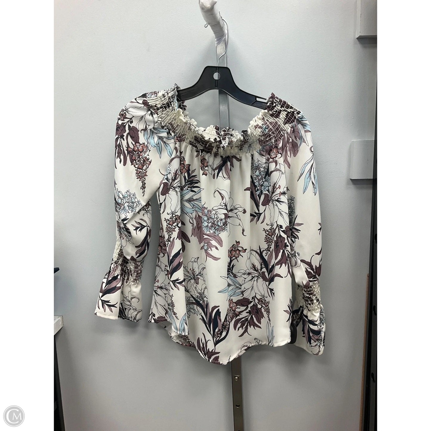 Top Long Sleeve By Veronica M In Cream & Tan, Size: S