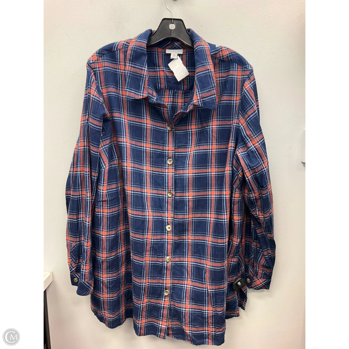 Top Long Sleeve Basic By J. Jill In Plaid Pattern, Size: 2x