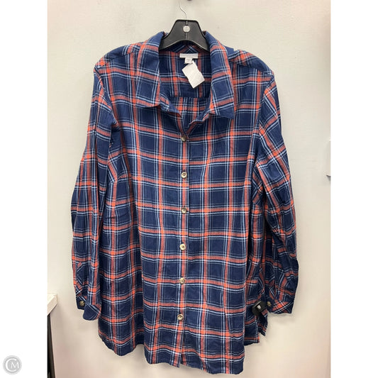 Top Long Sleeve Basic By J. Jill In Plaid Pattern, Size: 2x