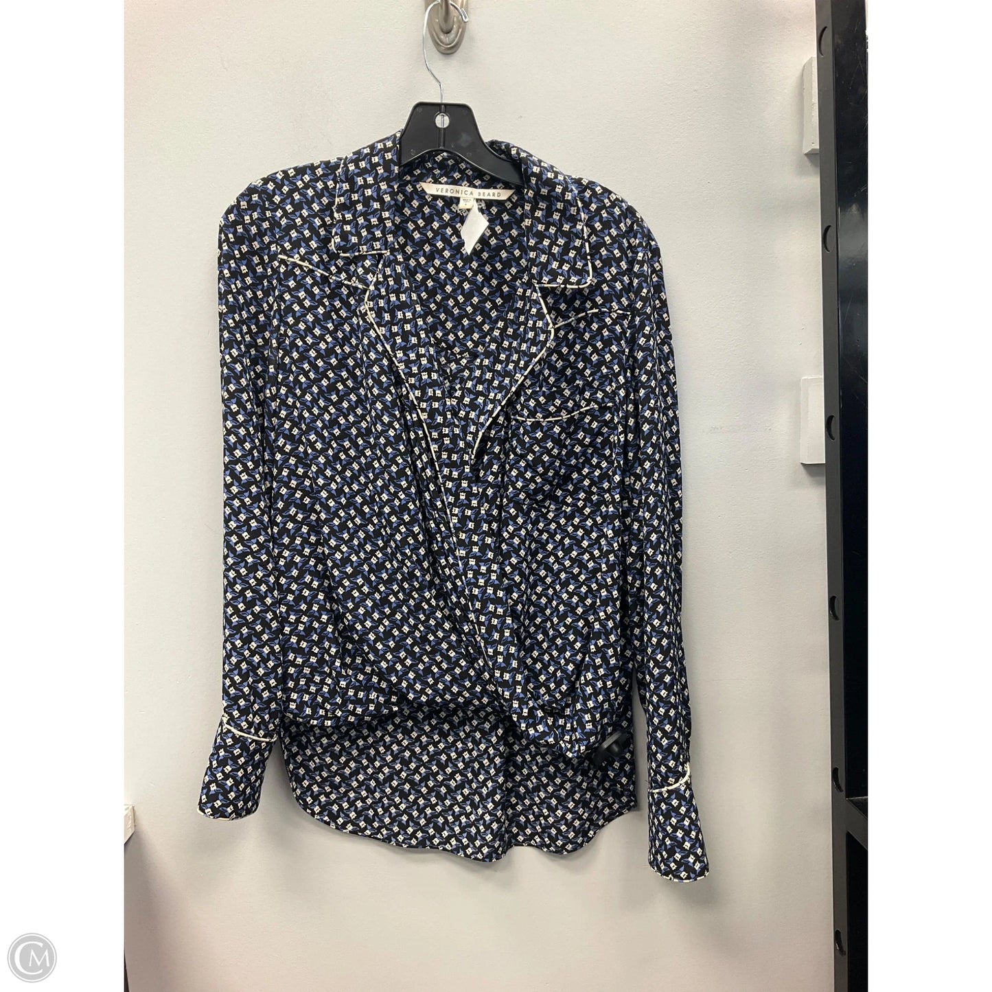 Top Long Sleeve By Veronica Beard In Black & Cream, Size: 8