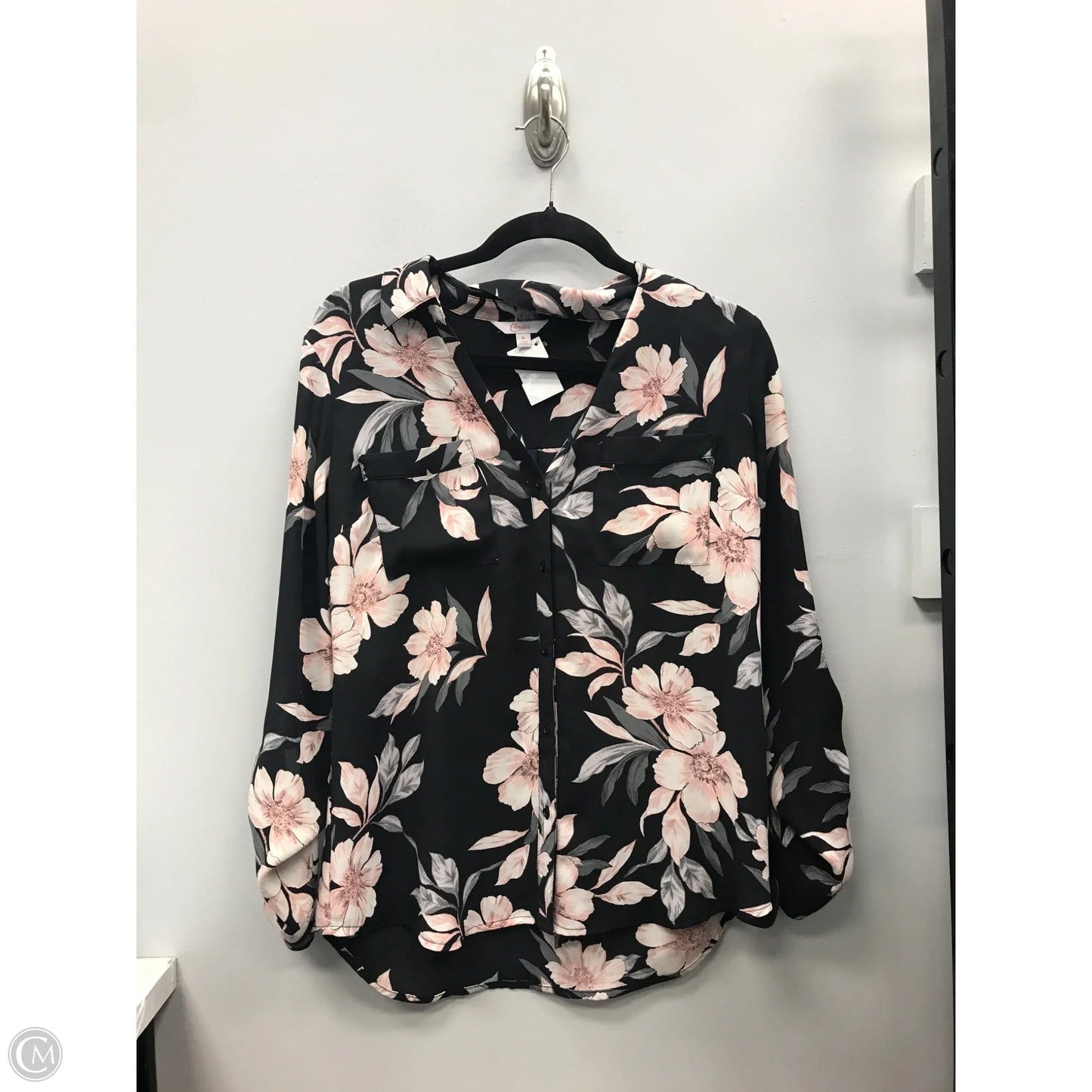 Top Long Sleeve Basic By Candies In Black & Pink, Size: M
