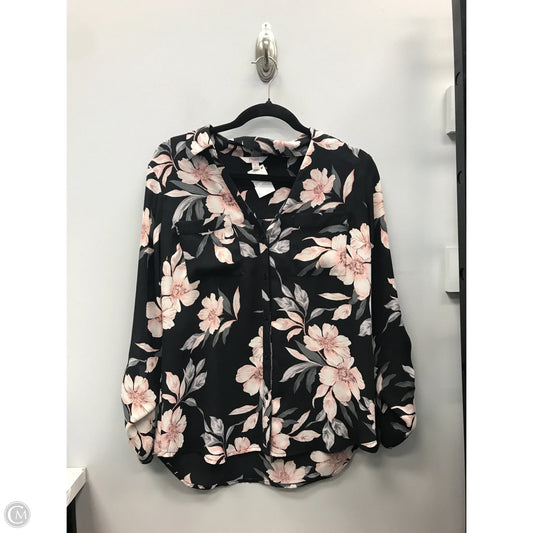 Top Long Sleeve Basic By Candies In Black & Pink, Size: M