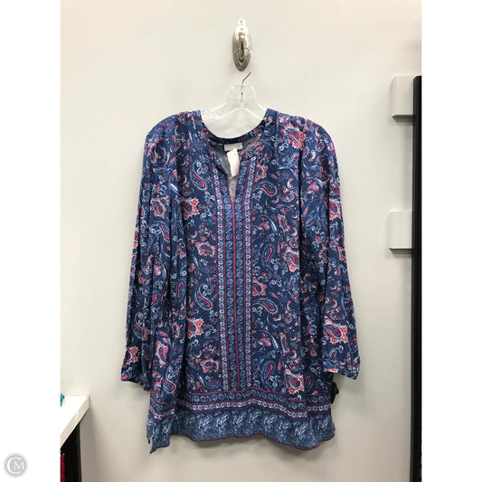 Top Long Sleeve By J. Jill In Blue & Red & White, Size: 1x