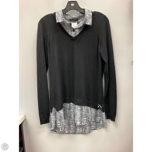 Top Long Sleeve By Adrianna Papell In Black & Grey, Size: S