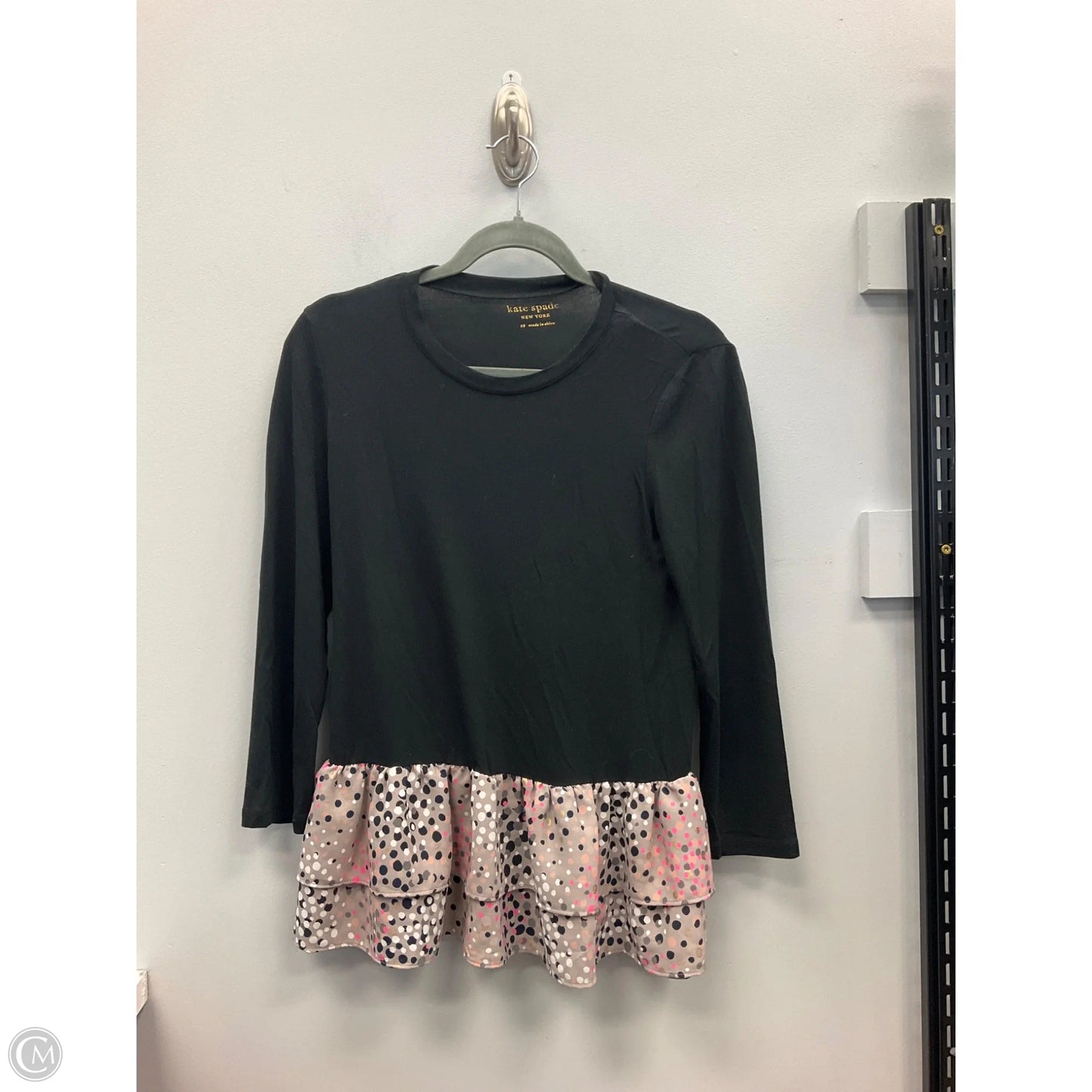 Top Long Sleeve Designer By Kate Spade In Black, Size: Xs