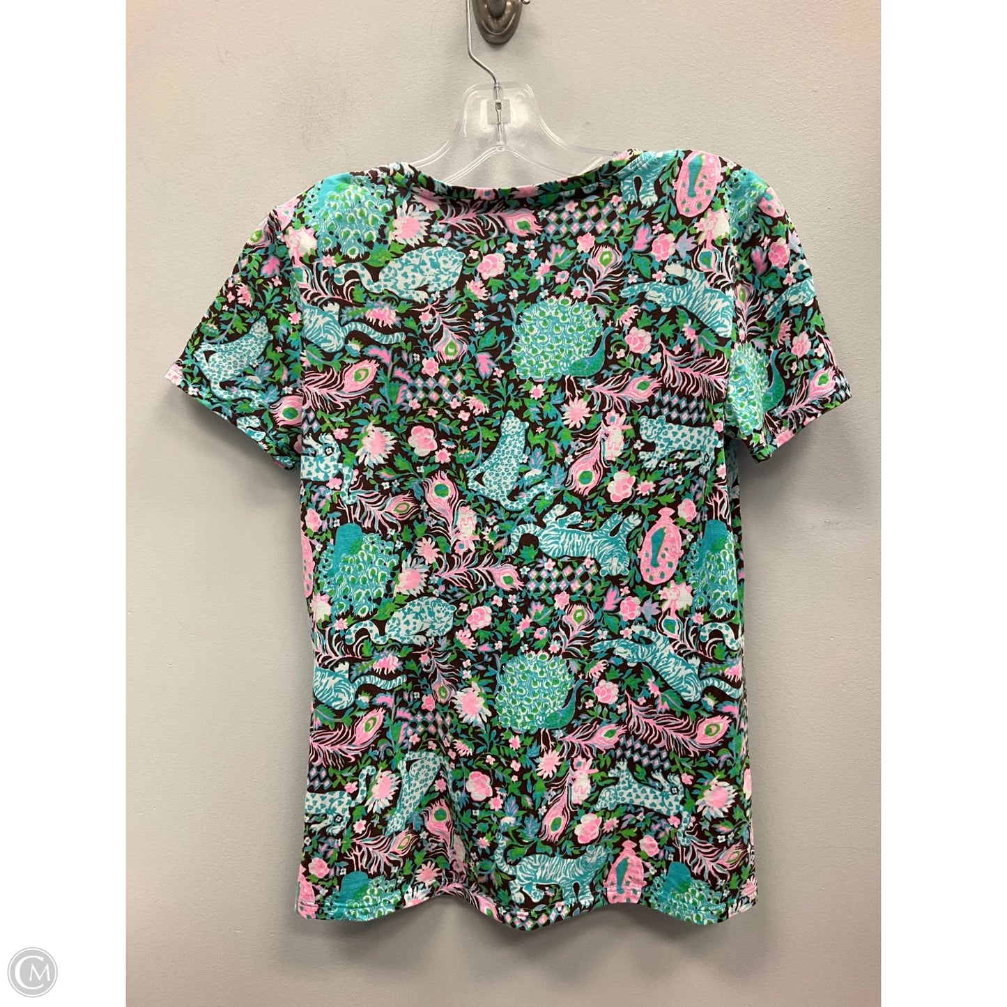 Top Short Sleeve Designer By Lilly Pulitzer In Blue & Brown, Size: Xxs