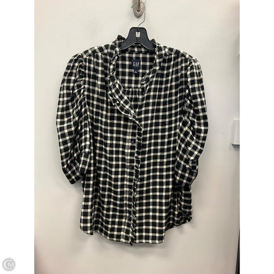 Top 3/4 Sleeve By Gap In Black & White, Size: L