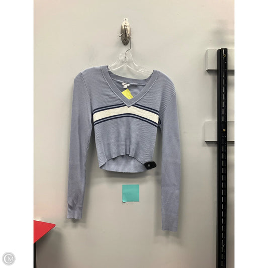 Top Long Sleeve By Garage In Blue & Cream, Size: L