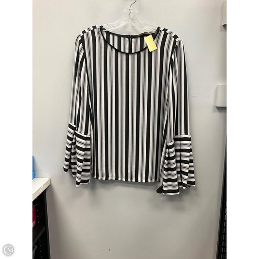 Top Long Sleeve By Loft In Black & Cream, Size: S