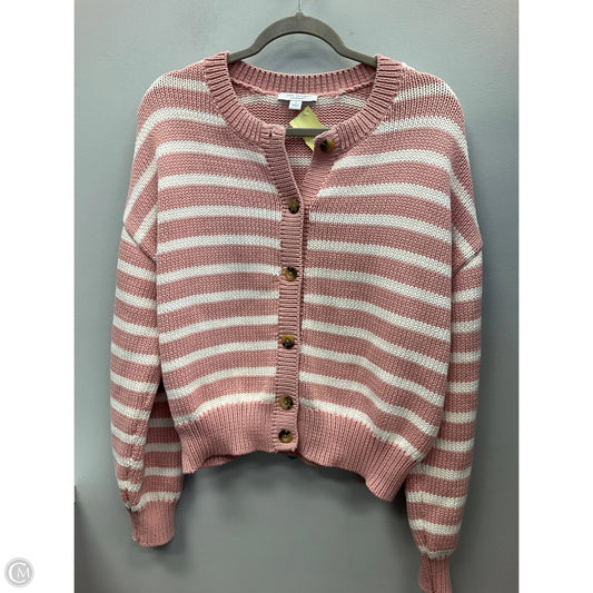 Cardigan By Ann Taylor In Striped Pattern, Size: L
