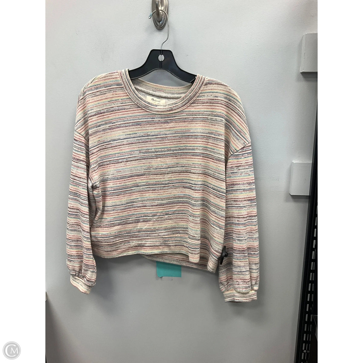 Top Long Sleeve Basic By Madewell In Striped Pattern, Size: L