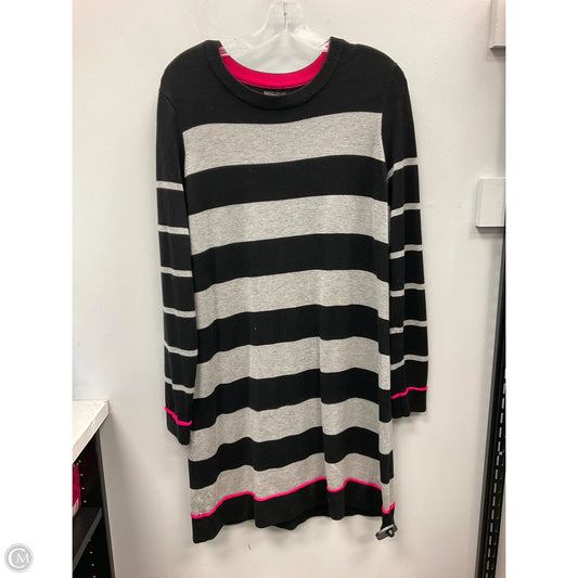 Dress Sweater By Vince Camuto In Black & Grey, Size: L
