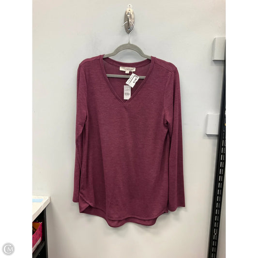 Top Long Sleeve Basic By Loft In Maroon, Size: L