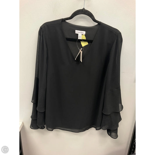 Top 3/4 Sleeve By Calvin Klein In Black, Size: L