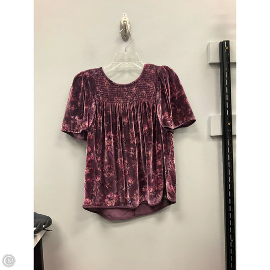 Top Short Sleeve By Rebecca Taylor In Floral Print, Size: 4