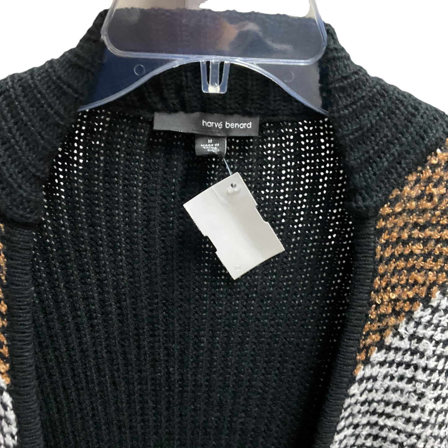 Sweater Cardigan By Harve Bernard In Black Cream, Size: M