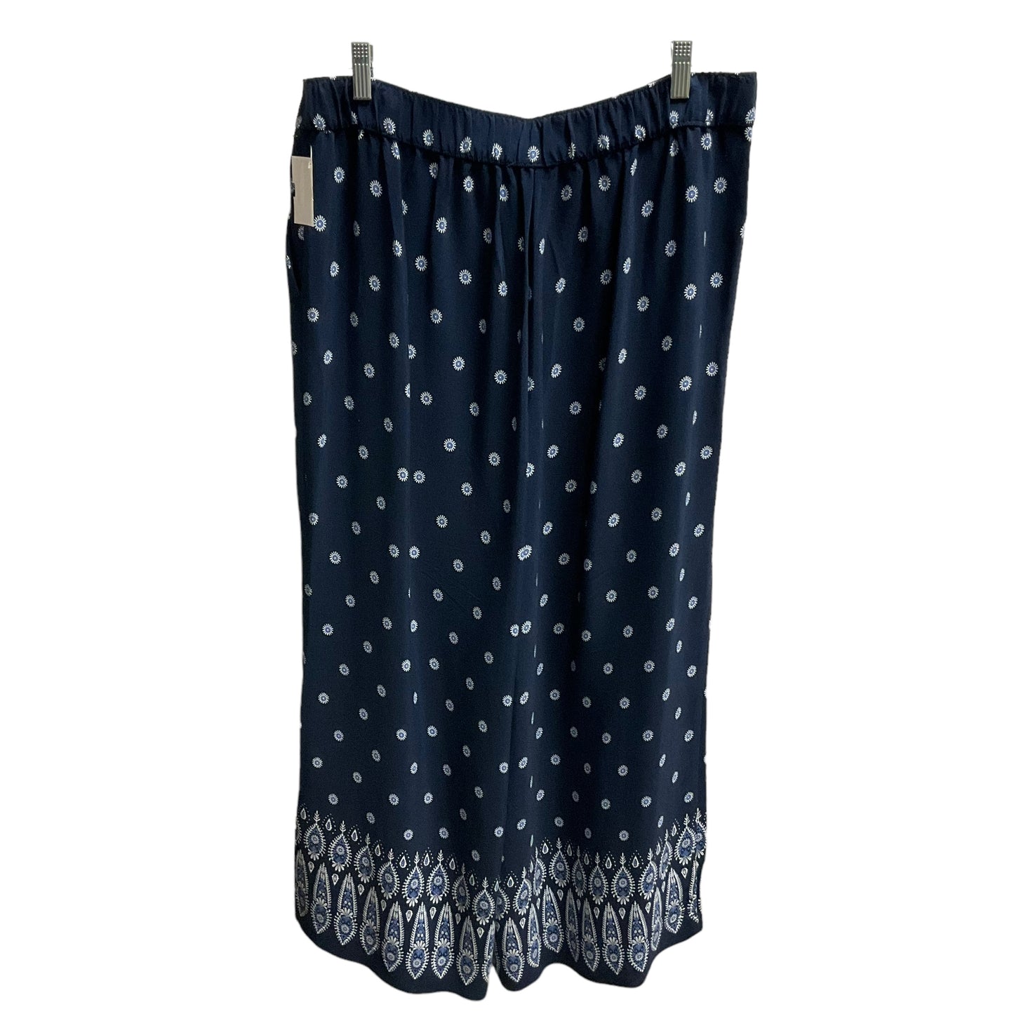 Navy Pants Wide Leg Loft, Size L