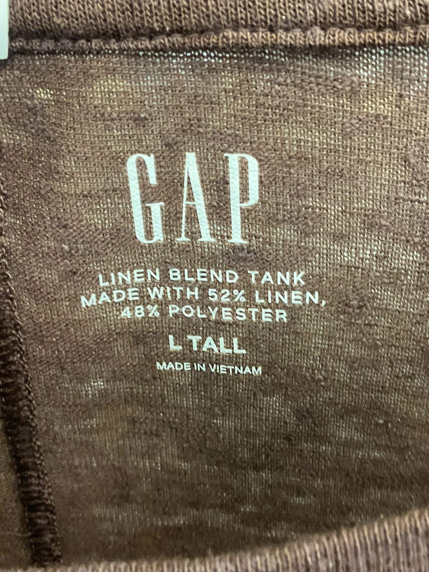 Top Sleeveless By Gap In Brown, Size: L