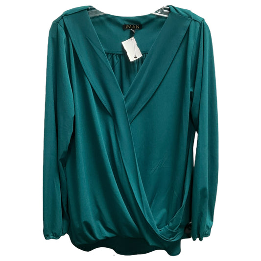 Top Long Sleeve By Iman Hsn In Green, Size: L