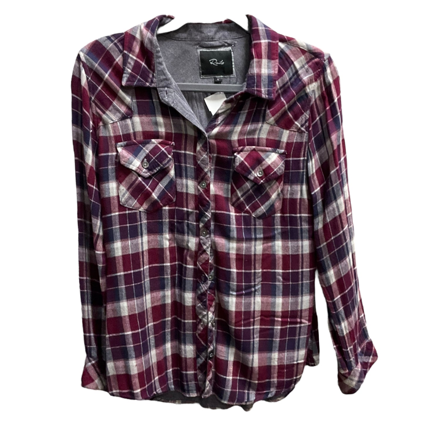 Top Long Sleeve By Rails In Plaid Pattern, Size: S