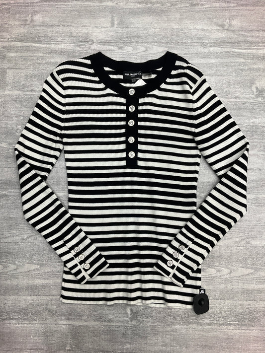 Top Long Sleeve Designer By Karl Lagerfeld In Striped Pattern, Size: S