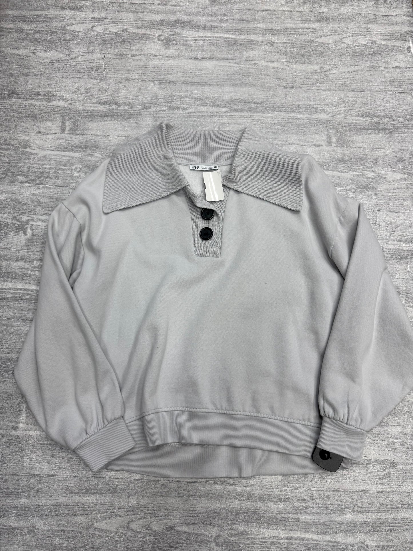 Top Long Sleeve By Zara In Grey, Size: S