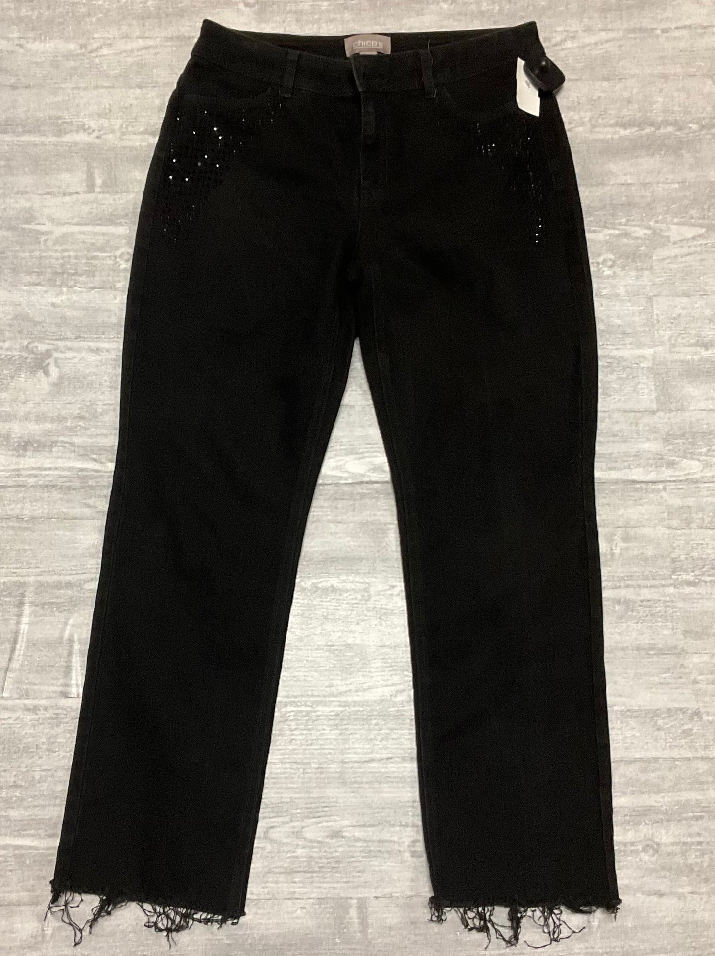 Jeans Cropped By Chicos In Black Denim, Size: 6