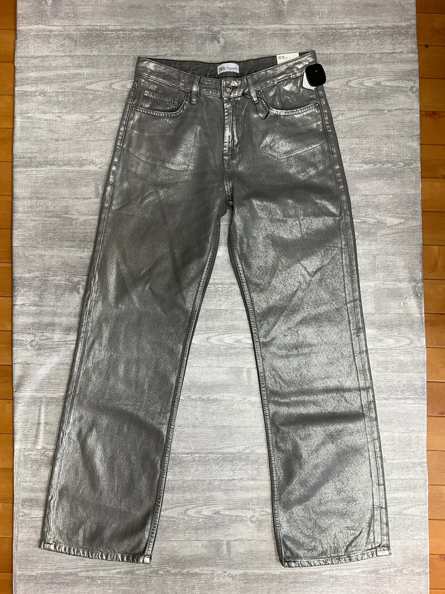 Jeans Straight By Zara In Silver, Size: 8