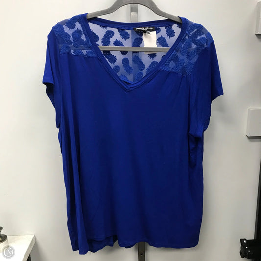 Top Short Sleeve By Cable And Gauge In Blue, Size: 1x