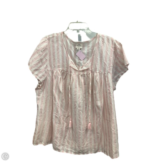 Top Short Sleeve By St Johns Bay In Pink & White, Size: 2x