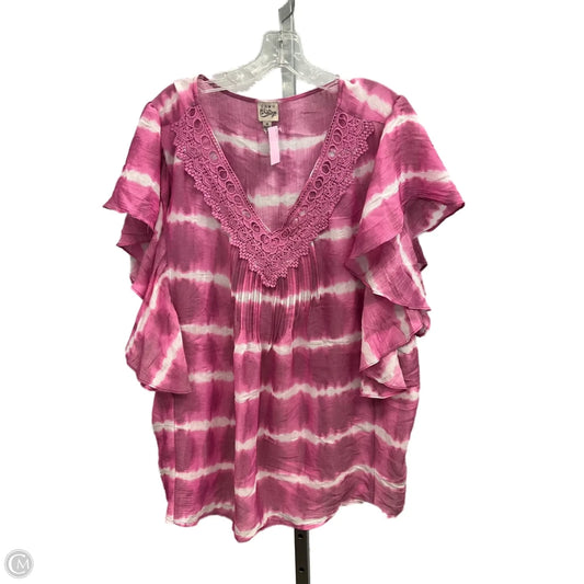 Top Short Sleeve By Como Vintage In Pink, Size: 3x