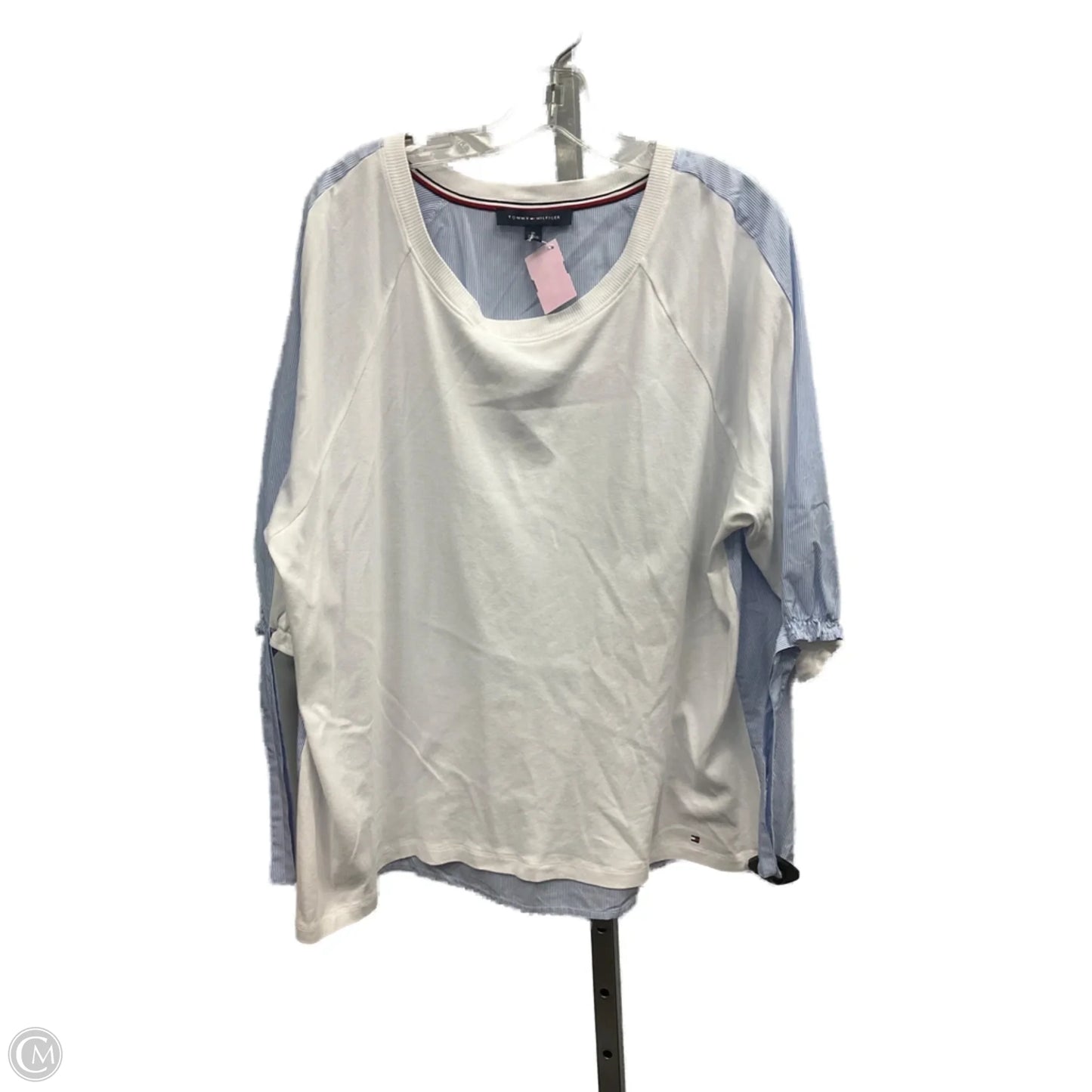 Top Short Sleeve By Tommy Hilfiger In Brown & White, Size: 1x