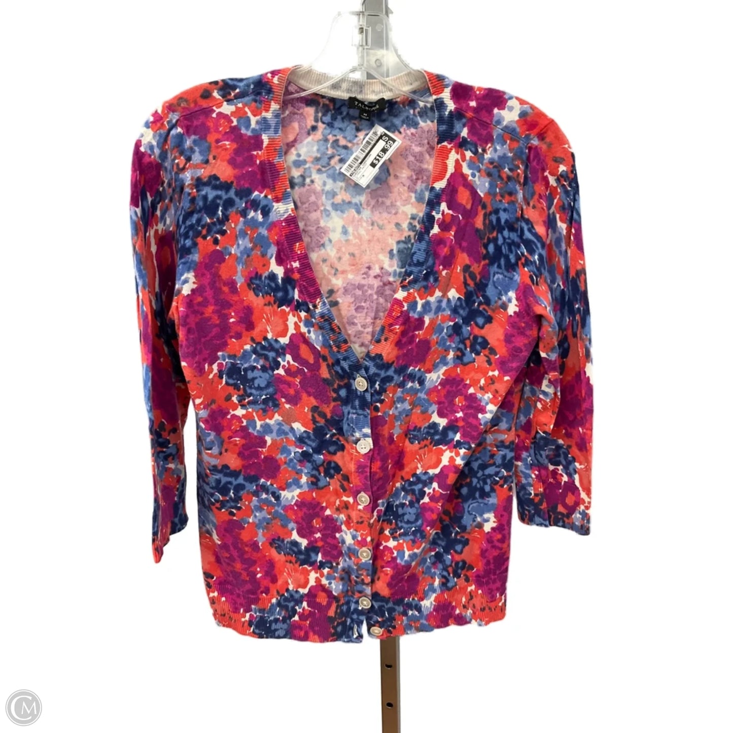 Sweater Cardigan By Talbots In Floral Print, Size: M